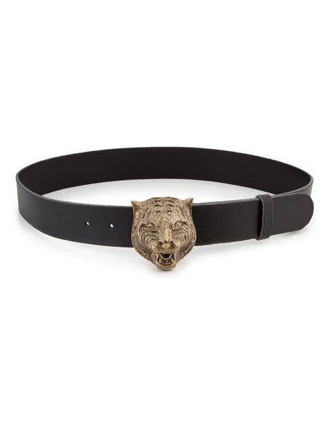 gucci tiger head leather belt|Gucci tiger head slides.